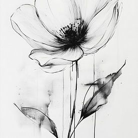 Elegant Unit: Minimalist Flower Illustration by But First Framing