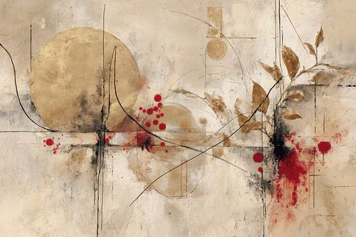 Abstract Schilderij - Goud Beige Elegant en Organisch