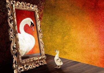 duckling and swan by Armin Mumper