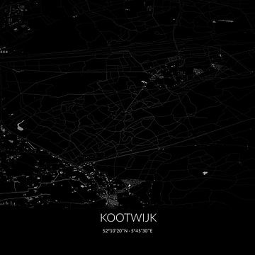 Zwart-witte landkaart van Kootwijk, Gelderland. van Rezona