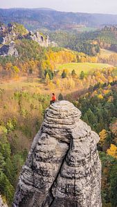 Rotsklimmer in Sächsische Schweiz, Duitsland