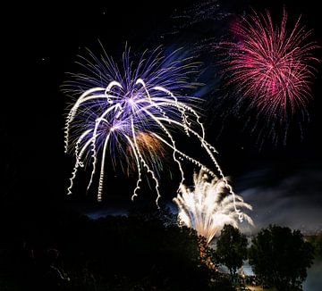 Groot vuurwerkspektakel in een park van ManfredFotos