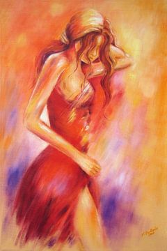 Seductive Girl in red Dress by Marita Zacharias