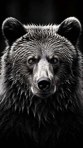 Animal portrait in black and white minimalist wildlife art by Thilo Wagner