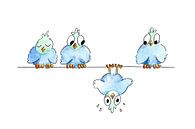 Birds on a line, one is different by Ivonne Wierink thumbnail