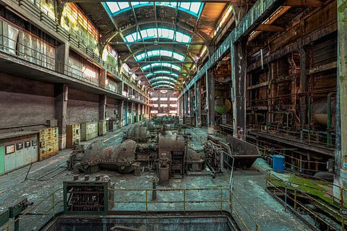 hall in abandoned factory