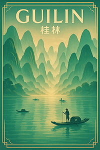 Guilin Misty Peaks - Li River Serenity & Karst Mountain Dreamscape