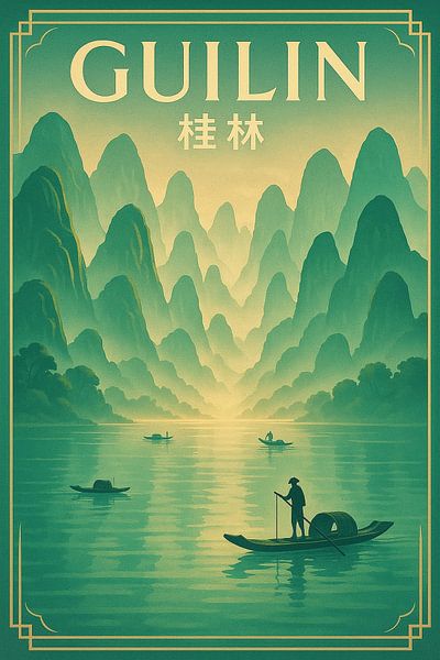 Guilin Misty Peaks - Li River Serenity &amp; Karst Mountain Dreamscape von Travel Shop