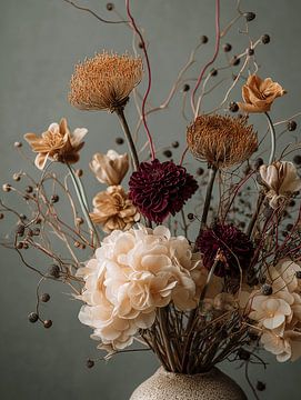 Bouquet of flowers dark grey wall by Esmeé Kiewiet