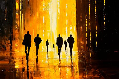 Silhouetten in gouden licht - Abstract