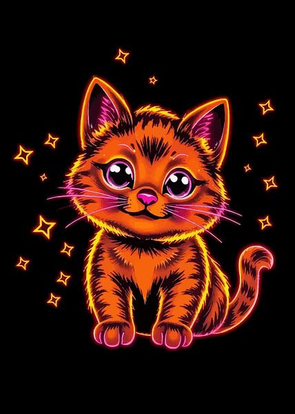 Niedliche neonorangefarbene Katze von MIROKKU