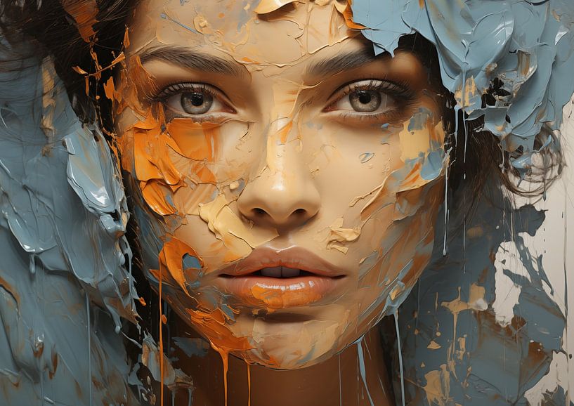 Abstraktes Porträt einer Frau (Mixed Media 04) von Ralf van de Sand