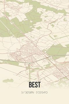 Vintage landkaart van Best (Noord-Brabant) van Rezona