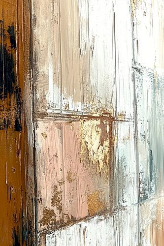 Abstract schilderij in aardetinten met goudaccenten