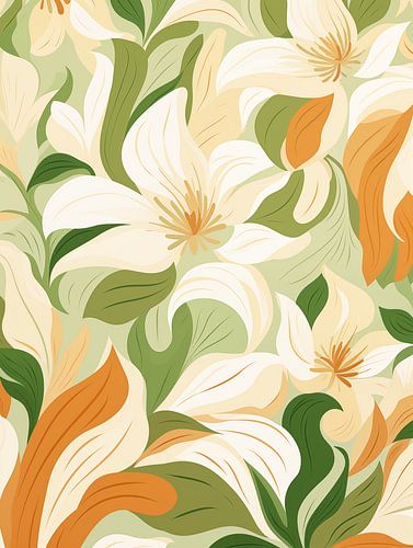 Abstracte midcentury retro boho lelies