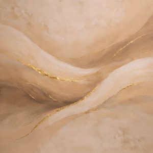 Golden Desert Flow – Tableau abstrait de luxe dans les tons beige et doré