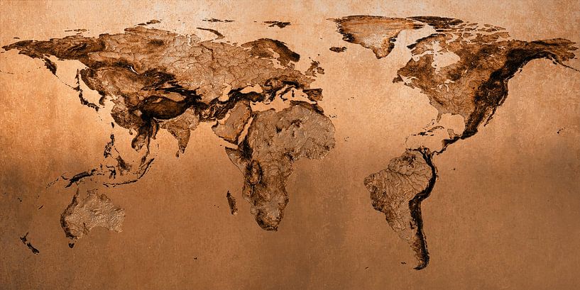 Bronze World Map, molar projection by Frans Blok