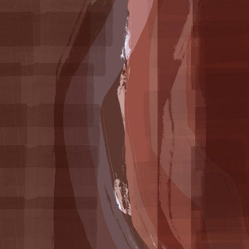 Moderne abstracte kunst in roze terra, bruin en taupe.