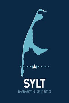 Sylt | Carte minimaliste | Silhouette de l'île | Map design sur ViaMapia