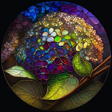 Round shapes, stained glass technique 4 by Carla van Zomeren