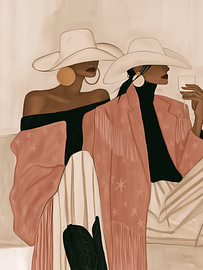 women drinking in style by Art in color