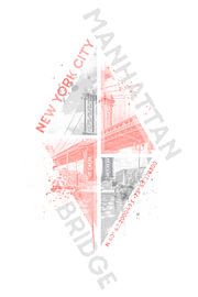 Coördinaten NEW YORK CITY Manhattan Bridge | living coral van Melanie Viola