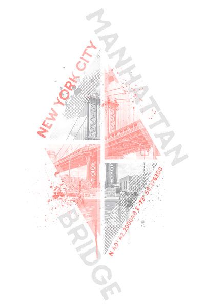 Coordonnées NEW YORK CITY Manhattan Bridge | living coral par Melanie Viola