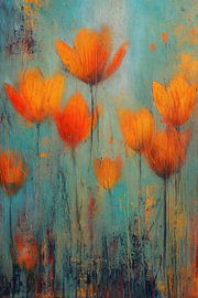 Bloemen | Bloemen in Blauwe Achtergrond van Bloemen Studio