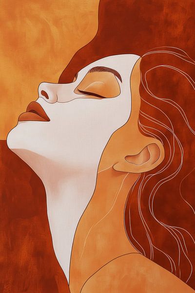 Vrijheid in Oranje Vrouwelijk Portret van Eva Lee