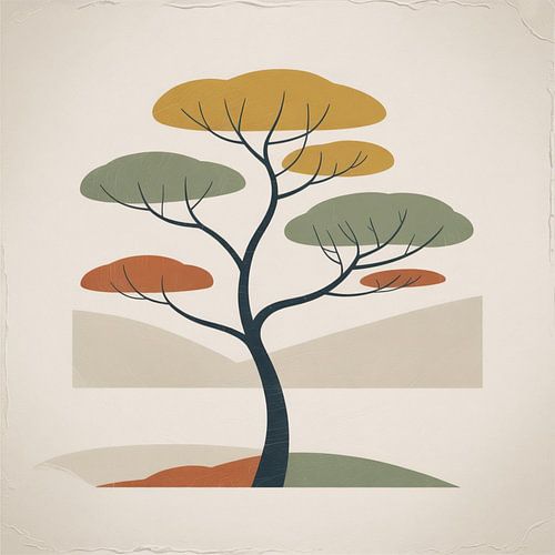 Arbre rétro minimaliste sur CanvasbyCaro