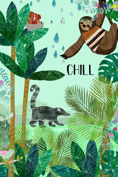 Chill sloth with coati by Green Nest