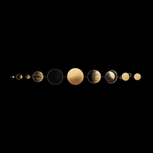 Planètes du système solaire en or