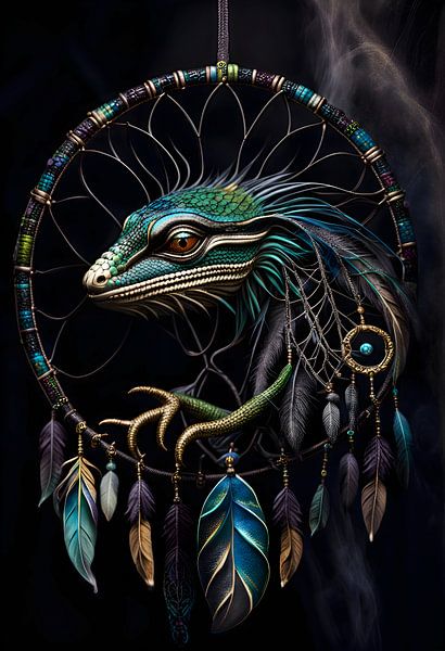 Dreamcatcher Lizard Power Animal Totem Animal Indian by Creavasis