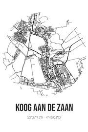 Koog aan de Zaan (Noord-Holland) | Carte | Noir et blanc sur Affiches de lieux