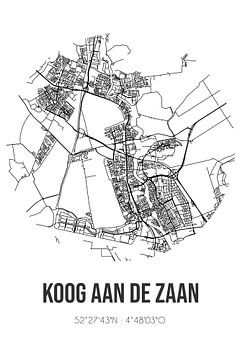 Koog aan de Zaan (Noord-Holland) | Landkaart | Zwart-wit van MijnStadsPoster