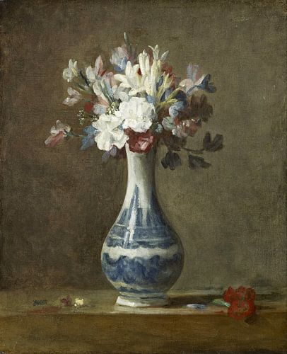 Een vaas met bloemen, Jean-Baptiste Siméon Chardin....