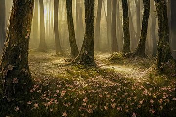 Ochtend in het bos, kunstillustratie van Animaflora PicsStock
