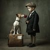 Petit gentleman &amp ; son chien | Vintage Fine Art Portrait sur Karina Brouwer