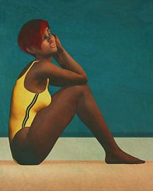 A girl on the beach- romantic painting