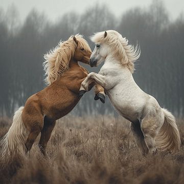 Spelende IJslandse Paarden van Karina Brouwer