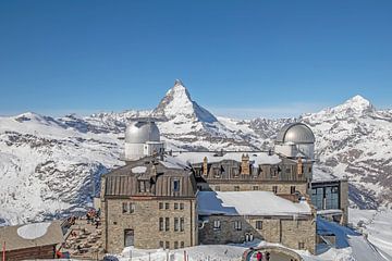 Het observatorium op de Gornergrat en de Matterhorn van t.ART