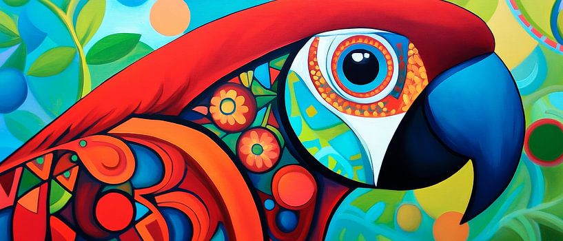Colourful plumage - Parrot art Vibrante Farben - Tr by Poster Art Shop