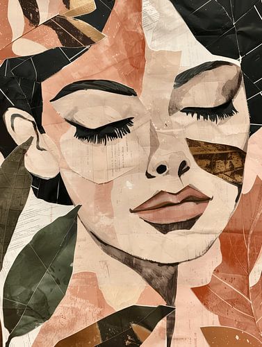 Collage, Porträt in Erdtönen
