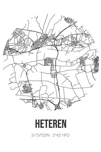 Heteren (Gelderland) | Landkaart | Zwart-wit