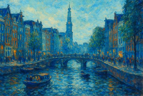Amsterdam magique : les canaux nocturnes en bleu