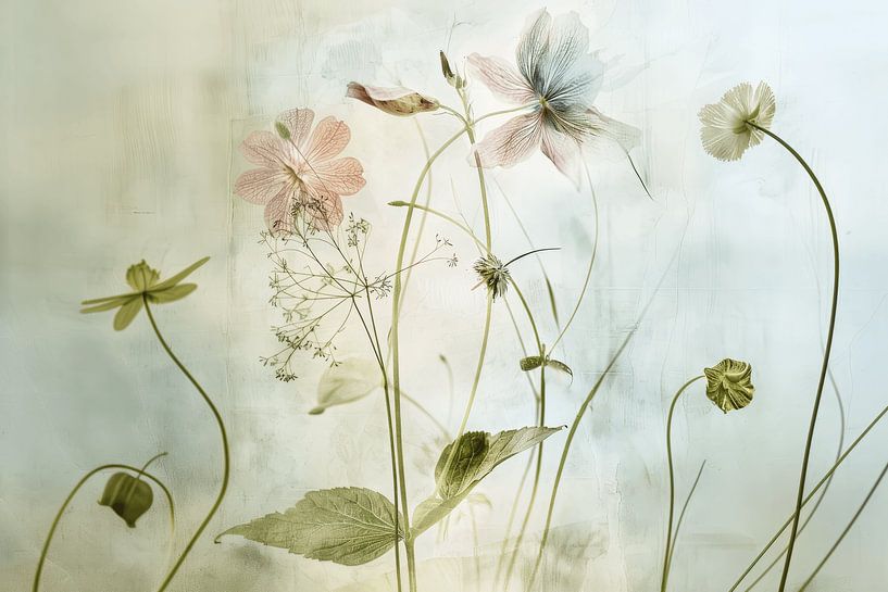 Wildblumenfeld im japanischen Stil von Japandi Art Studio