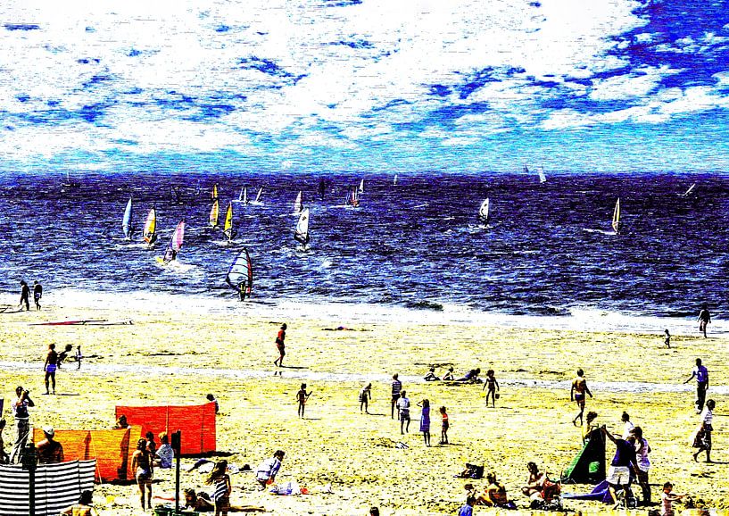 Windsurfing at Scheveningen Beach, a view of a gone era by John Duurkoop