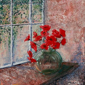 Vase with poppies 'Goodmorning Poppy' by Claudia Rosa Art