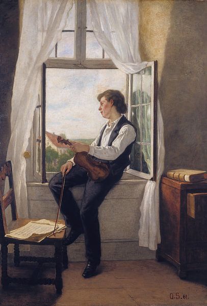 Otto Scholderer- The violinist at the window by finemasterpiece