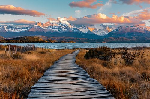 Adembenemend Patagonia landschap met bergen en meer